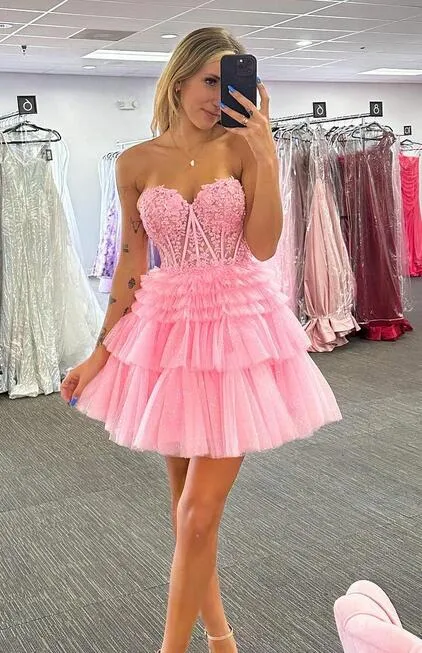 2023 Sweetheart Tulle/Lace Homecoming Dresses PC1131