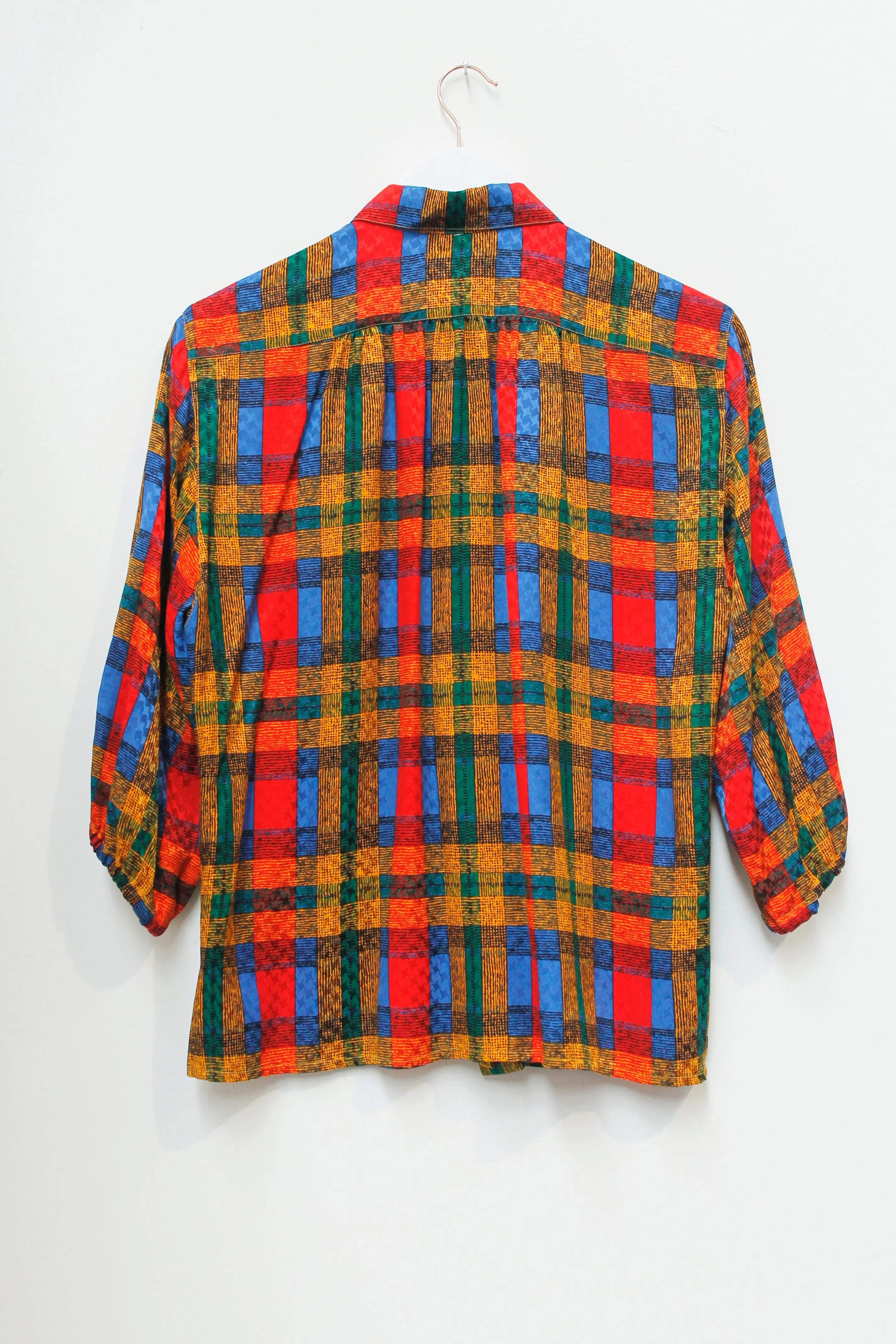Boutique Vintage Bright Check Patterned Blouse