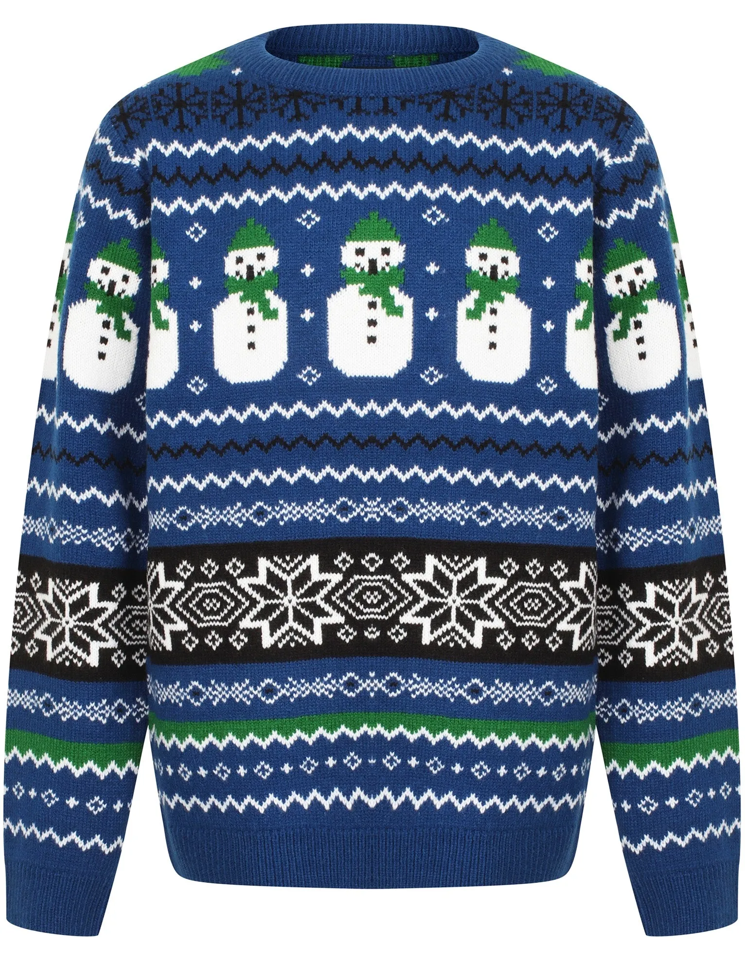Boys Snow Paper Novelty Christmas Jumper In Sapphire - Season's Greetings Kids (5-13yrs)