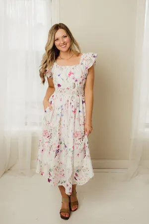 Delicate Floral Midi Dress