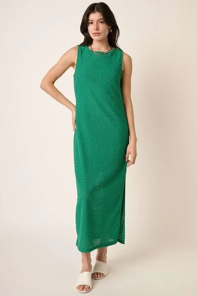Mittoshop Side Slit Round Neck Sleeveless Dress